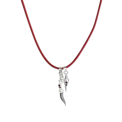 Rize Women's Red / Silver Ruby Dagger & Arrow - Sterling Silver & Red Cord In Multi