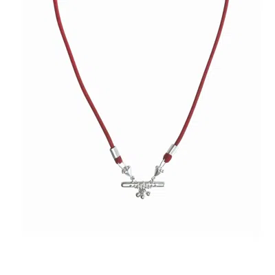 Rize Women's Silver / Red Bar Amulet Necklace - Sterling Silver & Red Cord