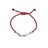 Rize Women's Silver / Red Matsya Charm Bracelet - Sterling Silver Plated & Red Cord In Red