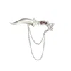 Rize Women's Silver / Red Ruby Dagger Brooch - Sterling Silver In Gray