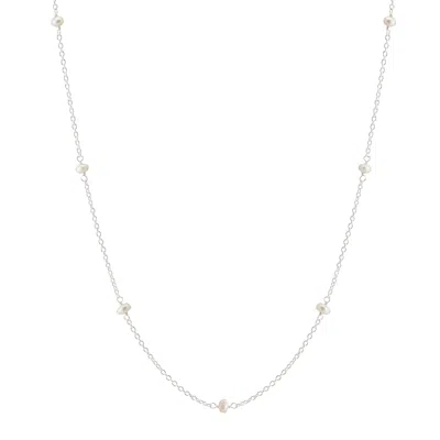 Rize Women's White / Silver Minimal Pearl Necklace - Sterling Silver