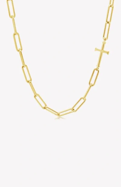 Rizen Jewelry Chain Breaker Cross Necklace In Gold