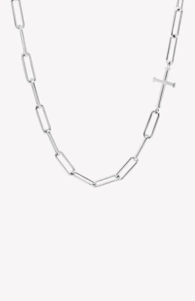 Rizen Jewelry Chain Breaker Cross Necklace In Silver