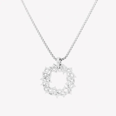 Rizen Jewelry Crown Of Thorns Large Pendant Necklace In Silver