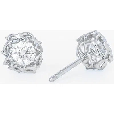 Rizen Jewelry Crown Of Thorns Stud Earrings In Sterling Silver