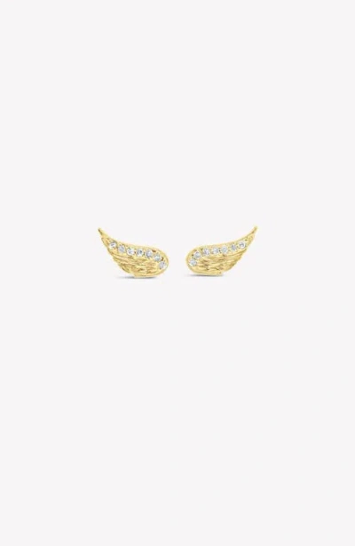 Rizen Jewelry Divine Wings Sparkle Earrings In Gold