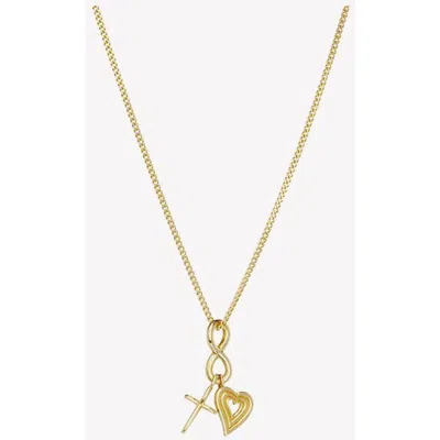 Rizen Jewelry Faith, Hope, & Love Charm Pendant Necklace In Gold