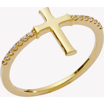 Rizen Jewelry Luminous Cross Pavé Ring In Gold