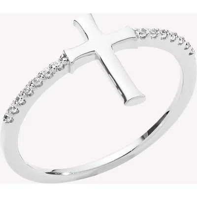 Rizen Jewelry Luminous Cross Pavé Ring In Metallic