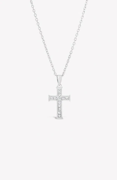 Rizen Jewelry Luminous Cross Pendant Necklace In Silver