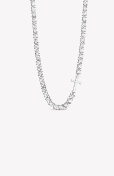 Rizen Jewelry Luminous Cross Tennis Necklace In Metallic