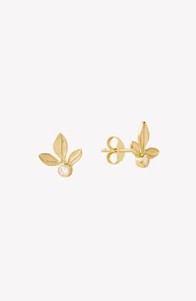 Rizen Jewelry Olive Leaf Stud Earring In Gold