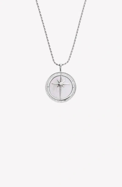 Rizen Jewelry True Direction Compass Necklace In White