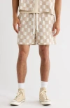 Rizort Andrew Check Cotton Shorts In Beige
