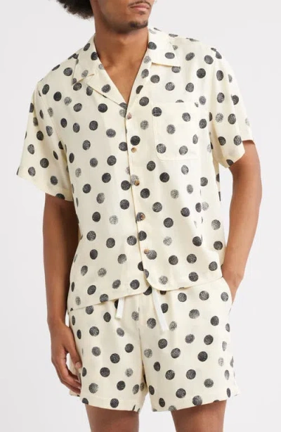 Rizort Charley Dot Print Camp Shirt In White