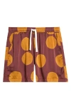 Rizort Curly Print Drawstring Shorts In Multi