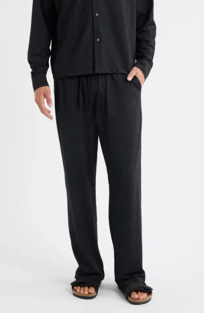 Rizort Francis Grid Stretch Nylon Blend Drawstring Pants In Black