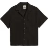 Rizort Gregory Basket Weave Knit Camp Shirt In Black