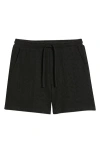 Rizort Gregory Basket Weave Knit Drawstring Shorts In Black