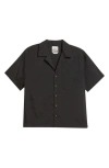 Rizort Kore Stretch Nylon Camp Shirt In Black