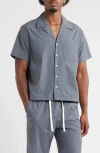 Rizort Kore Stretch Nylon Camp Shirt In Gray