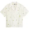 Rizort Madison Floral Cotton & Lyocell Plissé Camp Shirt In White