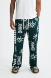 Rizort Mason Abstract Print Drawstring Pants In Green