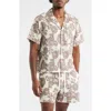 Rizort Nathan Floral Cotton & Viscose Blend Camp Shirt In Neutral