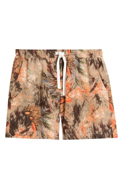Rizort Roger Print Drawstring Shorts In Orange
