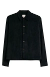 Rizort Roger Rib Button-up Shirt Jacket In Black