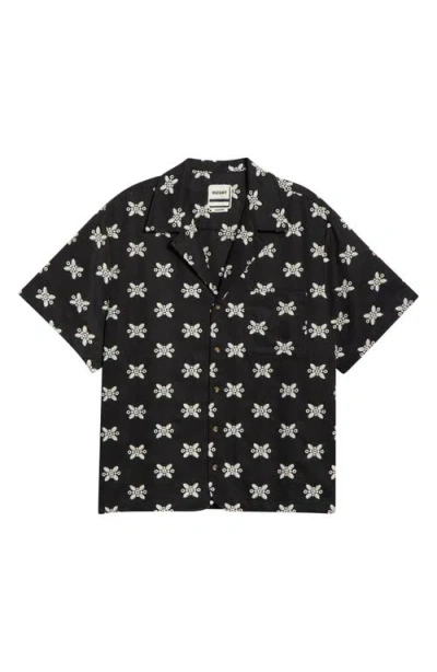 Rizort Ronan Embroidered Camp Shirt In Black