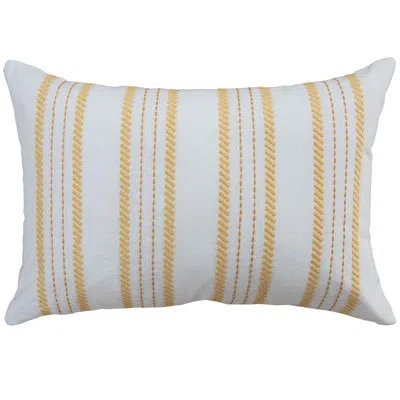Rizzy Home 100% Cotton Down Filled Throw Pillow In Polyester,white,yellow