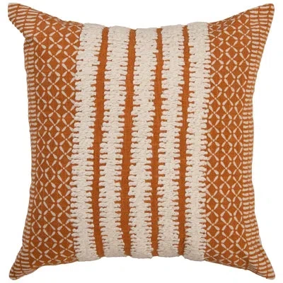 Rizzy Home 100% Cotton Filled Throw Pillow In Polyester,orange