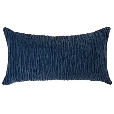 Rizzy Home 100% Cotton Lumbar Throw Pillow In Blue,polyester