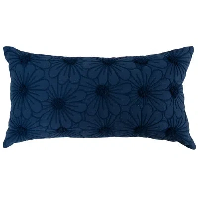 Rizzy Home 100% Cotton Lumbar Throw Pillow In Polyester,navy
