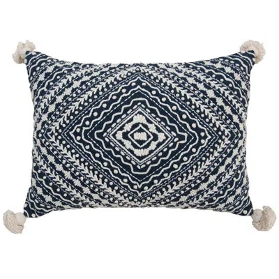 Rizzy Home 100% Cotton Poly Filled Throw Pillow In Blue,natural