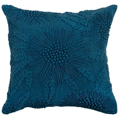 Rizzy Home 100% Cotton Poly Filled Throw Pillow In Teal