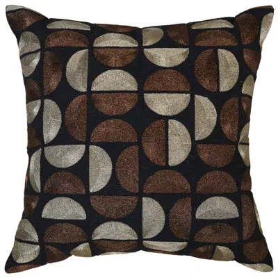 Rizzy Home 100% Cotton Throw Pillow In Polyester,black,brown