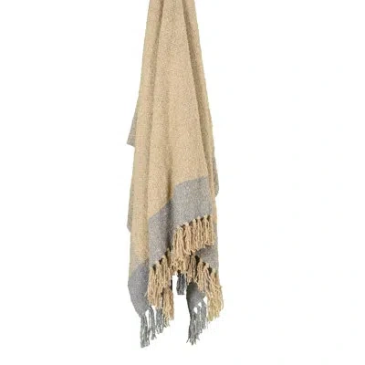 Rizzy Home 100% Polyester Throw In Dark Natural,light Blue