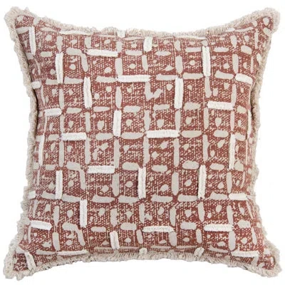 Rizzy Home 100% Recycled Cotton Canvas Throw Pillow In Polyester,rust,natural