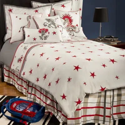 Rizzy Home 110 Thread Count Comforter Set In White;gray And Red