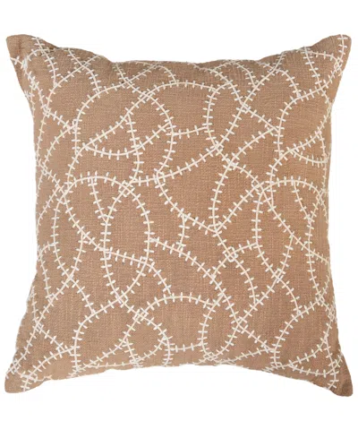 Rizzy Home Alice Cotton Decorative Pillow, 20" X 20" In Brown