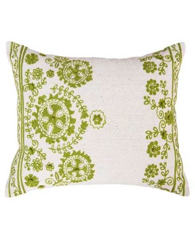 Rizzy Home Anna Cotton Decorative Pillow, 14" X 20" In Green