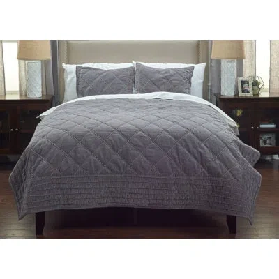 Rizzy Home Collin Single Quilt In Charcoal Gray