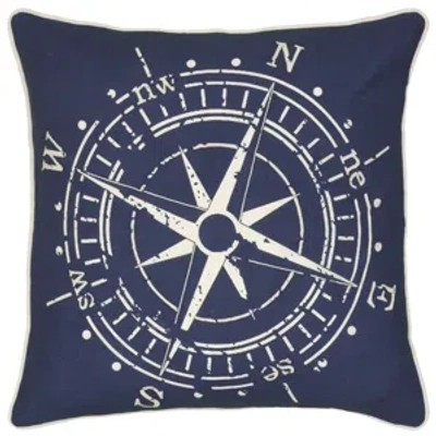 Rizzy Home Compass Polyester Filled Decorative Pillow, 18" X 18" In Blue