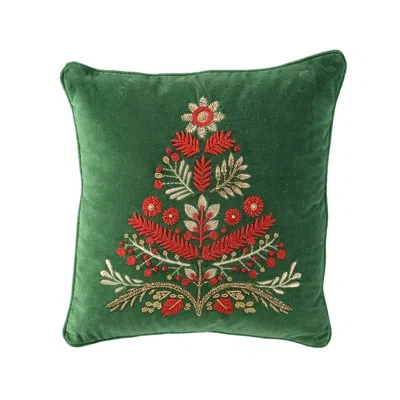 Rizzy Home Cotton Holiday Pillow In Green,red