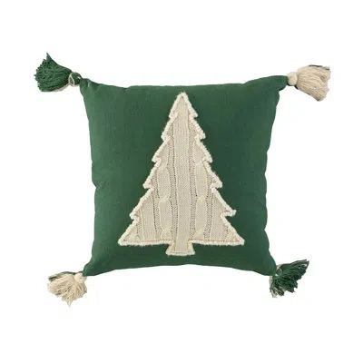 Rizzy Home Cotton Holiday Pillow In Green,white