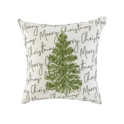 Rizzy Home Cotton Holiday Pillow In White,green