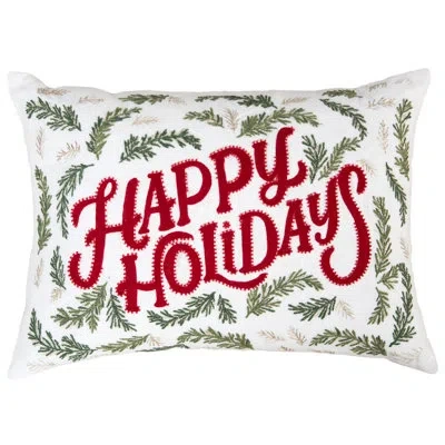 Rizzy Home Cotton Holiday Pillow In White,red,green