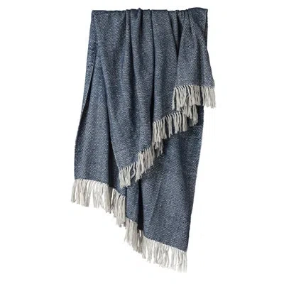 Rizzy Home Cotton Throw In Navy,white